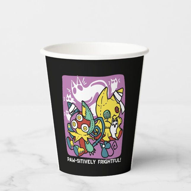 Gobelets En Papier Chats déplaisants Halloween Art : Paw-sitly Fright (Recto)