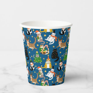 Gobelets En Papier Chats Festifs en Costumes de Noël Motif