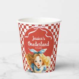 Gobelets En Papier Checkered Alice in ONEDERLAND 1st Birthday Party