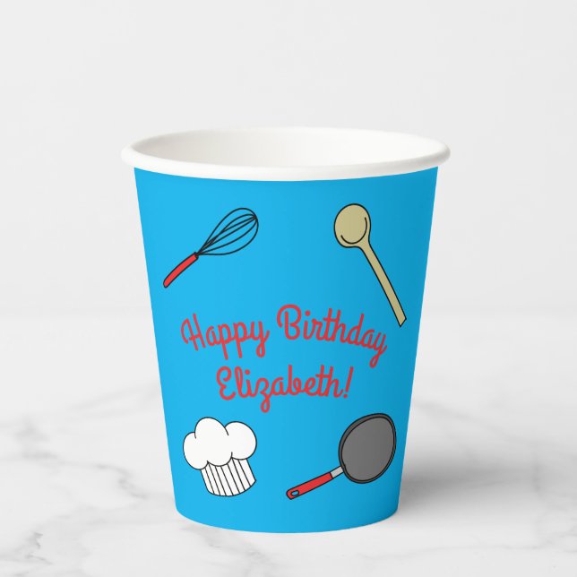 Gobelets En Papier Chef Cuisine Anniversaire de enfant (Recto)
