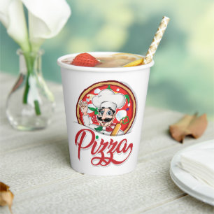 Gobelets En Papier Chef de pizza italien  