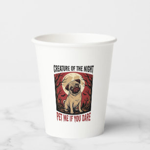 Gobelets En Papier Chemise de pug Halloween avec cimetière effrayant