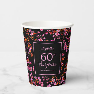 Gobelets En Papier Cherry Blossom Sakura Surprise Black Anniversaire