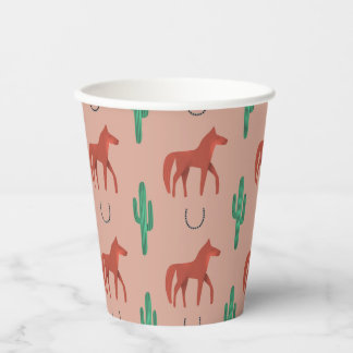 Gobelets En Papier Cheval et Cactus