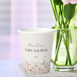 Gobelets En Papier Chic Beige Floral Baby en Baby shower Fleur