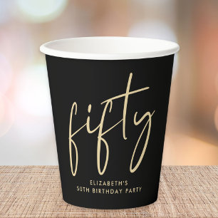 Gobelets En Papier Chic Black Gold 50th Birthday Party