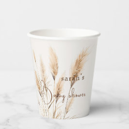 Gobelets En Papier Chic boho Pampas Baby shower d'herbe