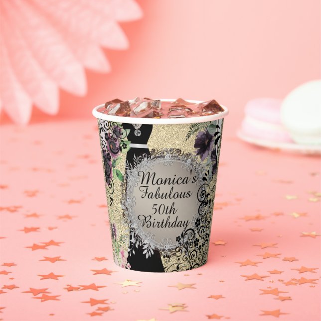 Gobelets En Papier Chic Elegant Fabulous 50e anniversaire (Insitu)