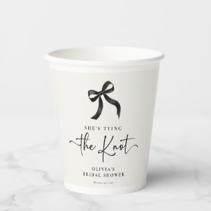 Gobelets En Papier Chic Elle Noue le Nœud Noir Fête de Mariage avec u