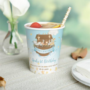Gobelets En Papier Chic Noah's Ark Blue Boy 1er 2e 3e anniversaire