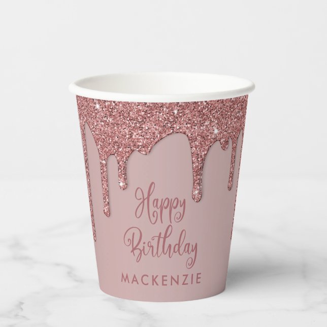 Gobelets En Papier Chic Rose Gold Éperche Parties scintillant Drithda (Recto)