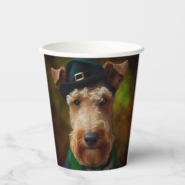 Gobelets En Papier chien airedale à la St. Patrick's Day (Recto)