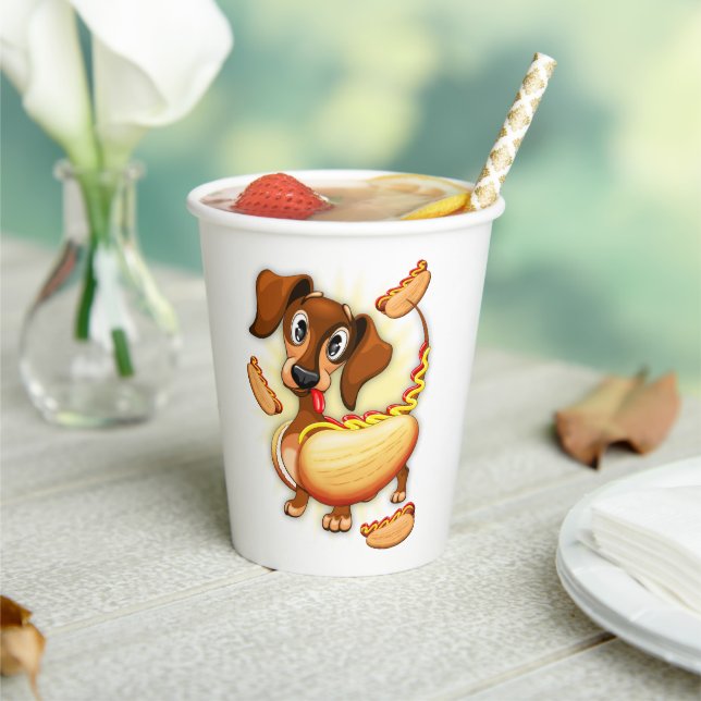 Gobelets En Papier Chien chaud Dachshund (Insitu)