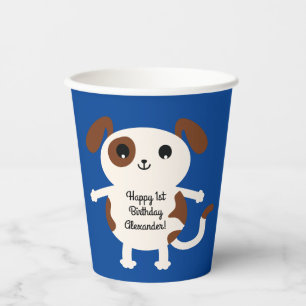Gobelets En Papier Chien chiot mignonne fête d'anniversaire enfants