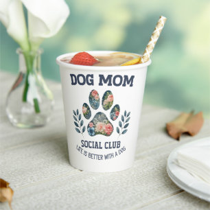 Gobelets En Papier Chien Maman Paw Floral