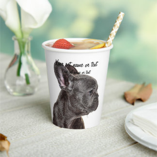 Gobelets En Papier Chien-taupe français chiot
