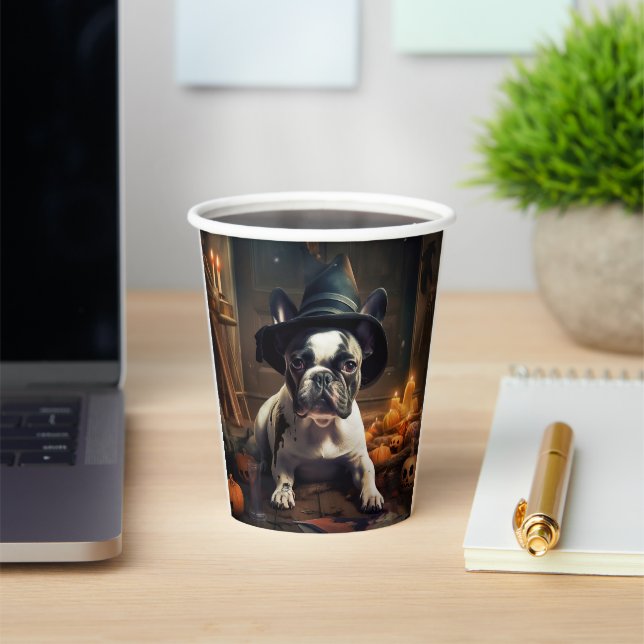 Gobelets En Papier Chien-taureau Citrouille Halloween effrayant (Insitu)