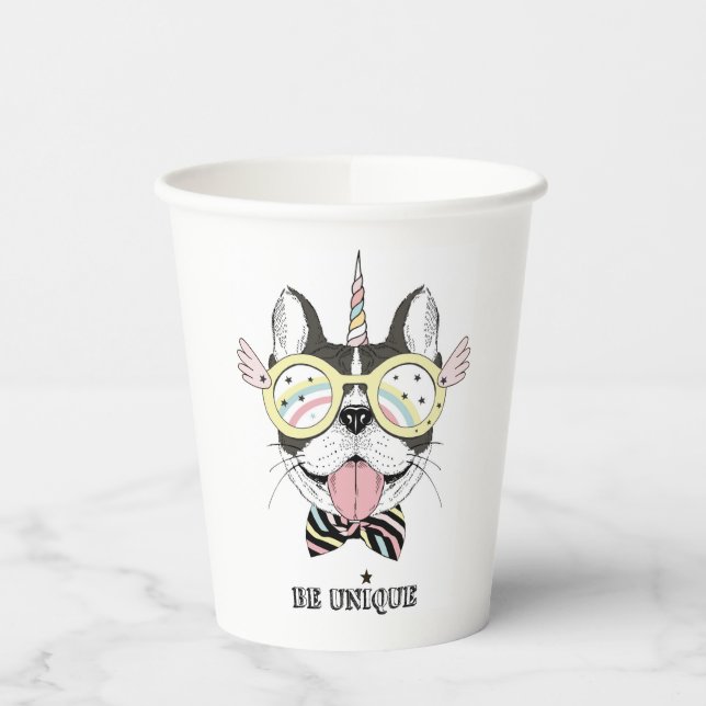 Gobelets En Papier Chien-taureau français Unicorn (Gauche)