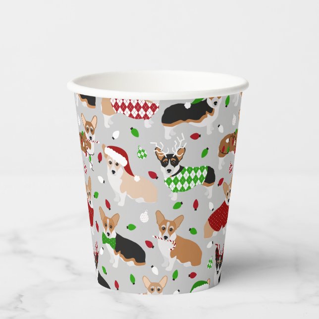 Gobelets En Papier Chiens de Noël Coupes en papier (Recto)