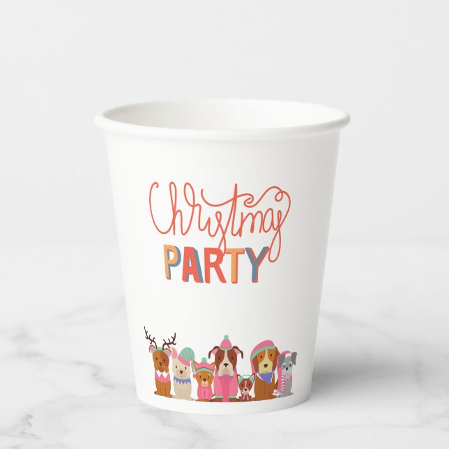 Gobelets En Papier Chiens mignons Coupes de papier de Noël (Recto)