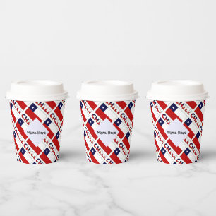 Gobelets En Papier Chili et Drapeau Chilien Mosaïqués avec Votre Nom
