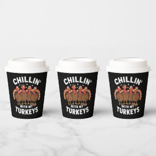 Gobelets En Papier Chillin avec mes clés Thanksgiving cadeau famille