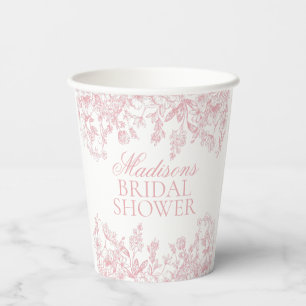 Gobelets En Papier Chinoiserie rose Vintage Fête des mariées florale