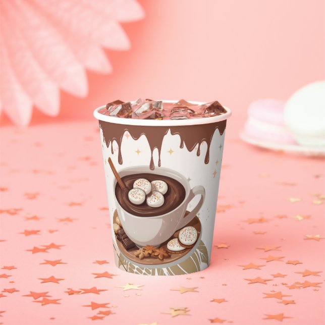 Gobelets En Papier Chocolat chaud et biscuits Baby shower d'hiver (Insitu)