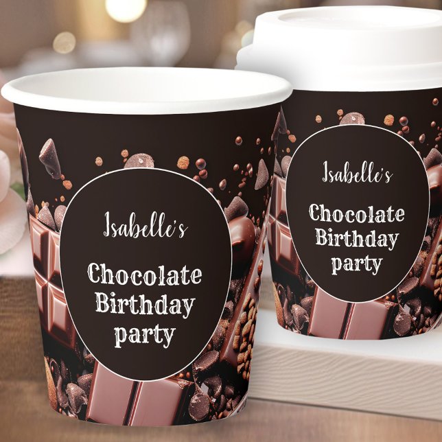 Gobelets En Papier Chocolat Chocolat Chaud Chocolat cacao Brown foncé (Chocoholic Hot Chocolate Cocoa Dark Brown Paper Cups)