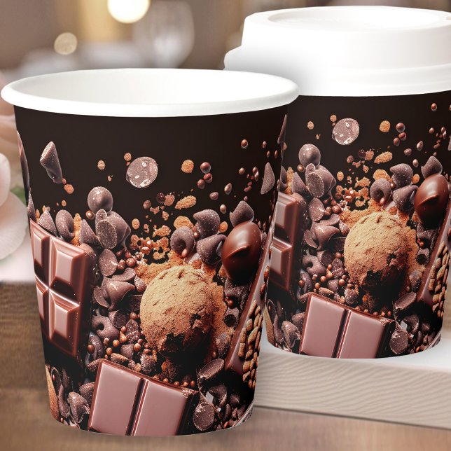 Gobelets En Papier Chocolat Chocolat Chocolat Chocolat Chocolat Choco (Chocoholic Hot Chocolate Cocoa Paper Cups)