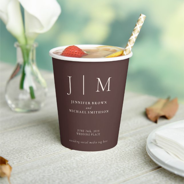 Gobelets En Papier Chocolate Brown Simple Minimal Drink Wedding (Insitu)