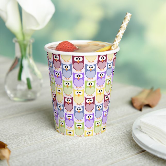 Gobelets En Papier Chouettes mignonnes, Chouette Motif, Chouettes pou (Insitu)