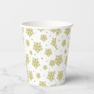 GOBELETS EN PAPIER CHRISTAMS GOLD SNOW FLAKES MODERNE STYLISÉ MINIMAL