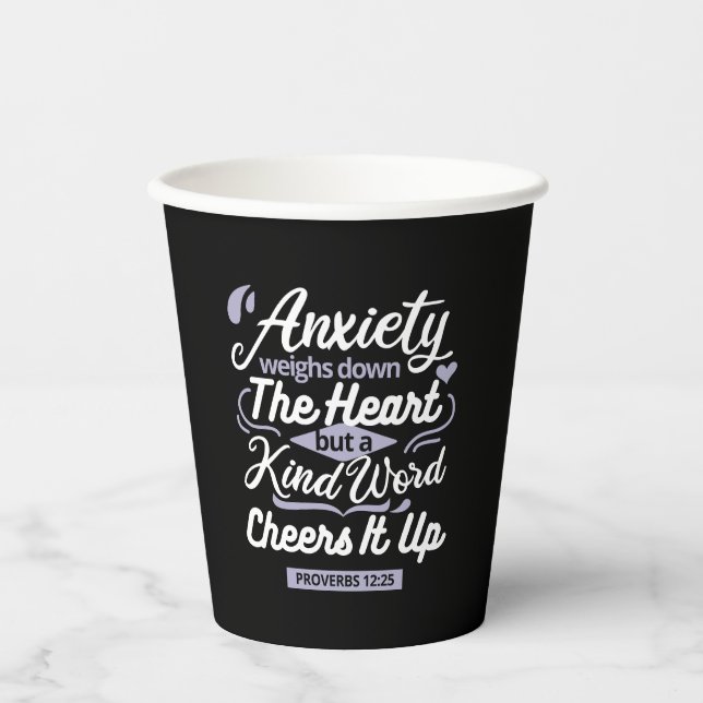 Gobelets En Papier Christian Encouragement Quote – Anxiety & Kindness (Recto)