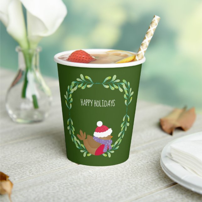 Gobelets En Papier Christmas Bird On A Branch Paper cup (Insitu)