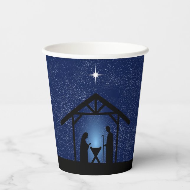 Gobelets En Papier Christmas Nativity Scene Religious (Verso)