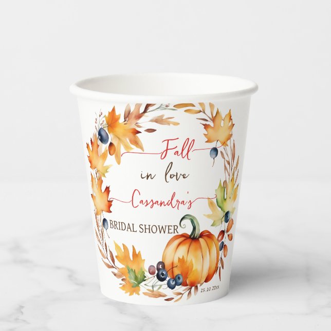Gobelets En Papier Chute d'amour citrouille douche nuptiale vaisselle (Recto)