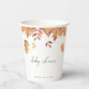 Gobelets En Papier Chute du baby shower d'automne feuille