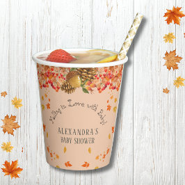 Gobelets En Papier Chute en amour Baby shower d'automne fleuri