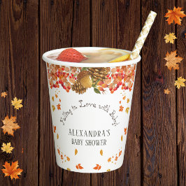 Gobelets En Papier Chute en amour Baby shower d'automne fleuri