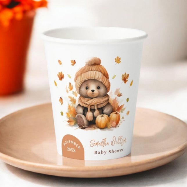 Gobelets En Papier Chute En Amour Petit Citrouille Ours Teddy (Créateur téléchargé)