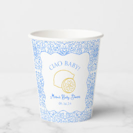 Gobelets En Papier Ciao Baby ! Baby shower italien citron bleu