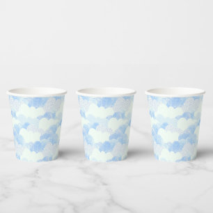Gobelets En Papier Ciel blanc fluide bleu nuages texturés