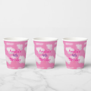 Gobelets En Papier Ciel rose et nuages moelleux Anniversaire
