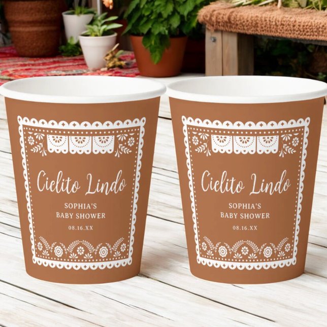 Gobelets En Papier Cielito Lindo Talavera Baby shower mexicain (Créateur téléchargé)