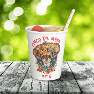 Gobelets En Papier Cinco de Mayo Chihuahua portant Sombrero & Serape