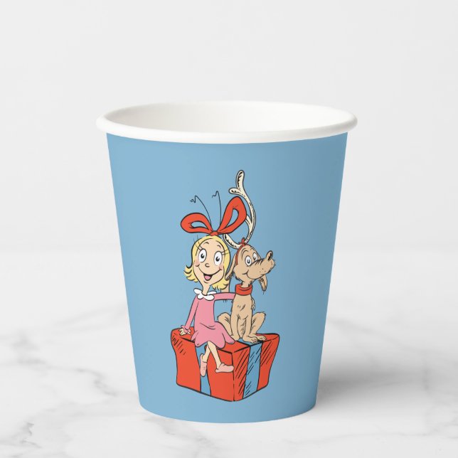 Gobelets En Papier Cindy Lou Who and Max on a Present (Recto)