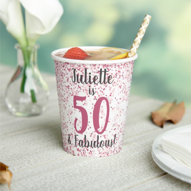Gobelets En Papier Cinquante et fabuleux Parties scintillant rose Con (Insitu)