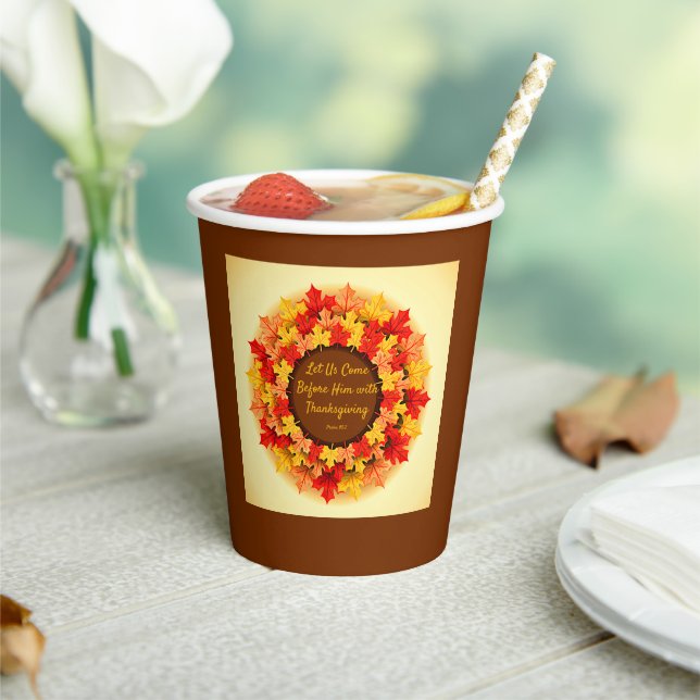 Gobelets En Papier Citation Bible Automne Feuilles Thanksgiving (Insitu)