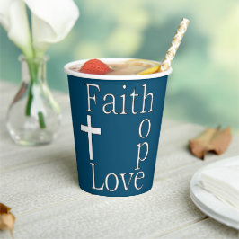 Gobelets En Papier Citation chrétienne "Faith Hope Love"